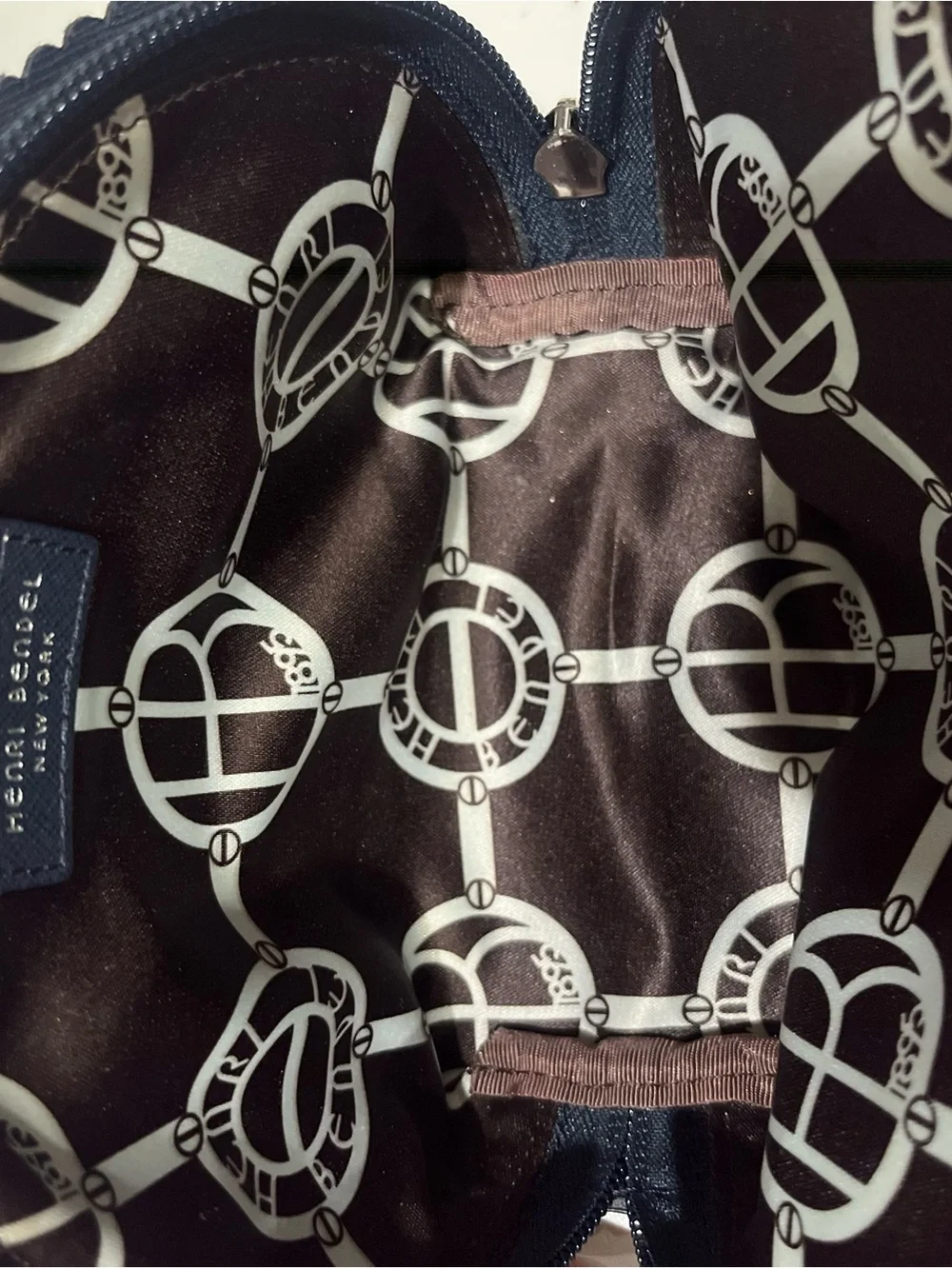Henri Bendel Navy Scalloped Cosmetic Bag